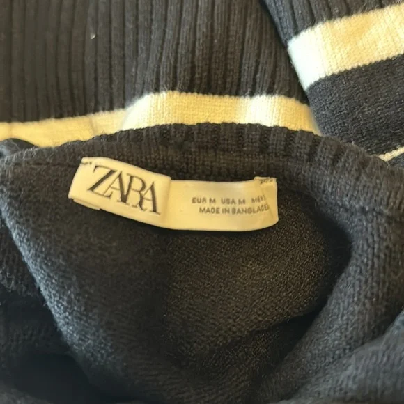 Zara Black and White Striped Turtleneck Sweater - Picture 3 of 3